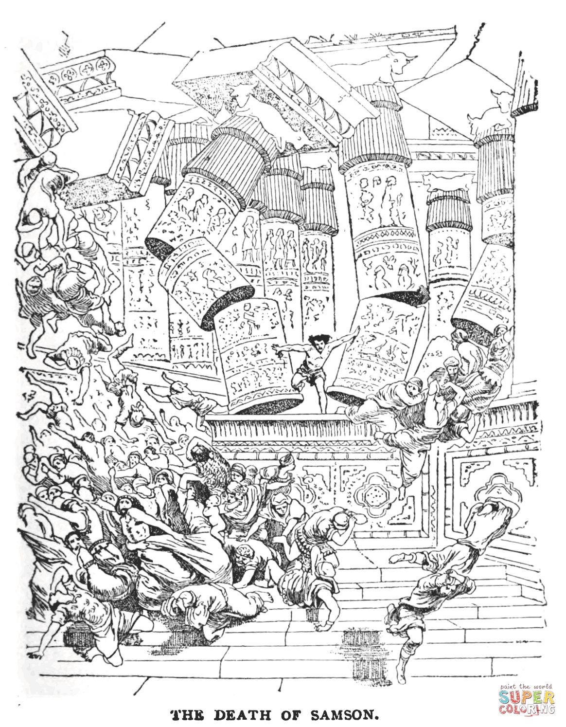 The death of samson coloring page free printable coloring pages