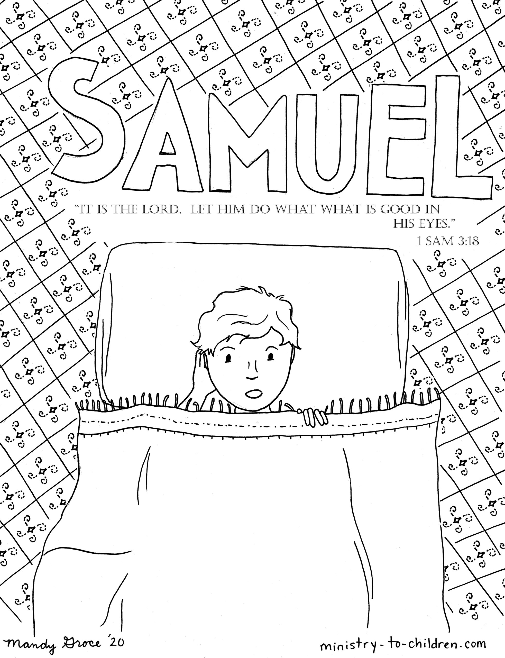 Samuel hears gods calling coloring page