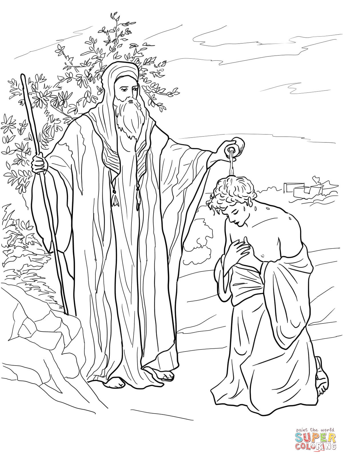 Samuel anoints saul as king coloring page free printable coloring pages