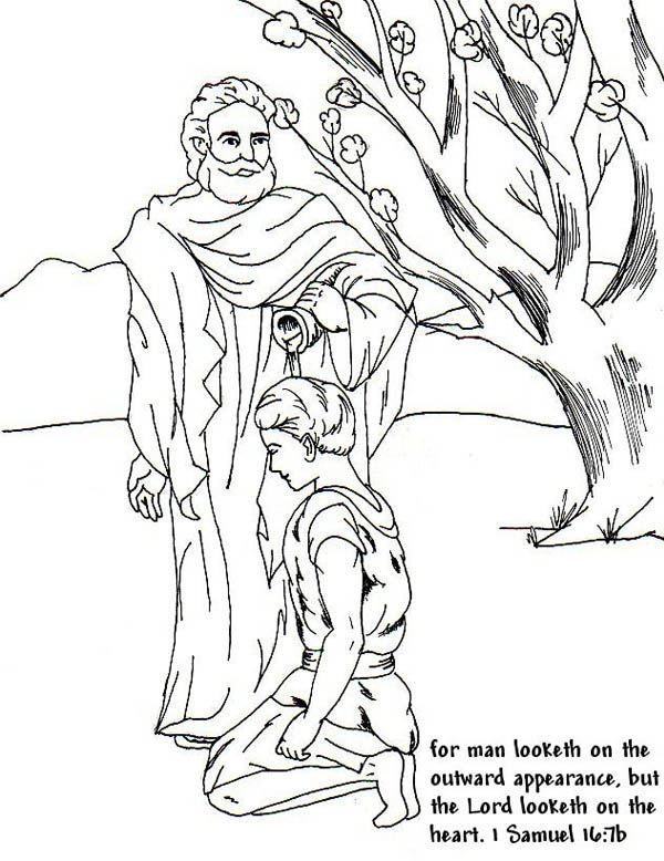 Samuel anointed david as a king in the story of king saul coloring page coloring pages bible coloring pages david and saul