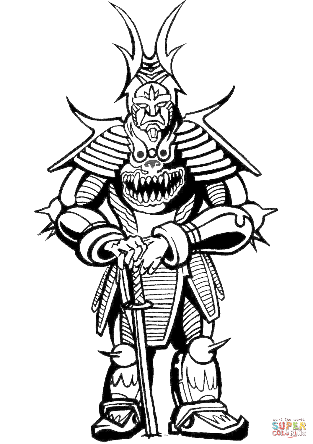 Fantasy samurai coloring page free printable coloring pages