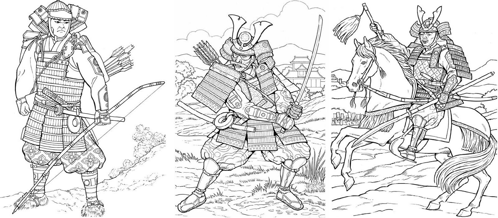 Samurai characters â free printable coloring pages