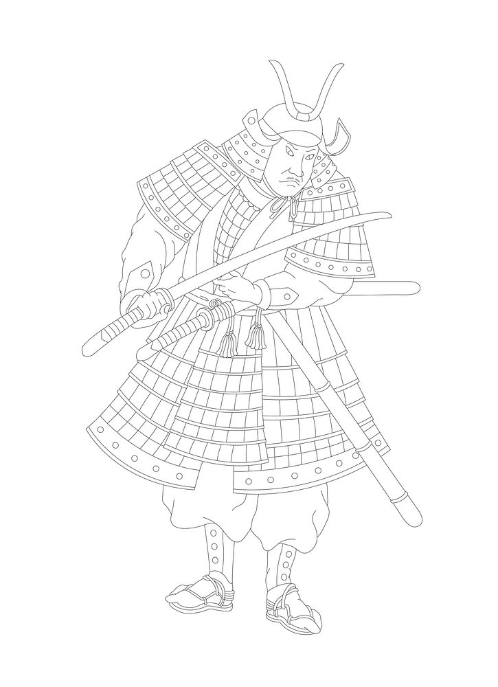 Samurai japanese warrior adult coloring free photo illustration