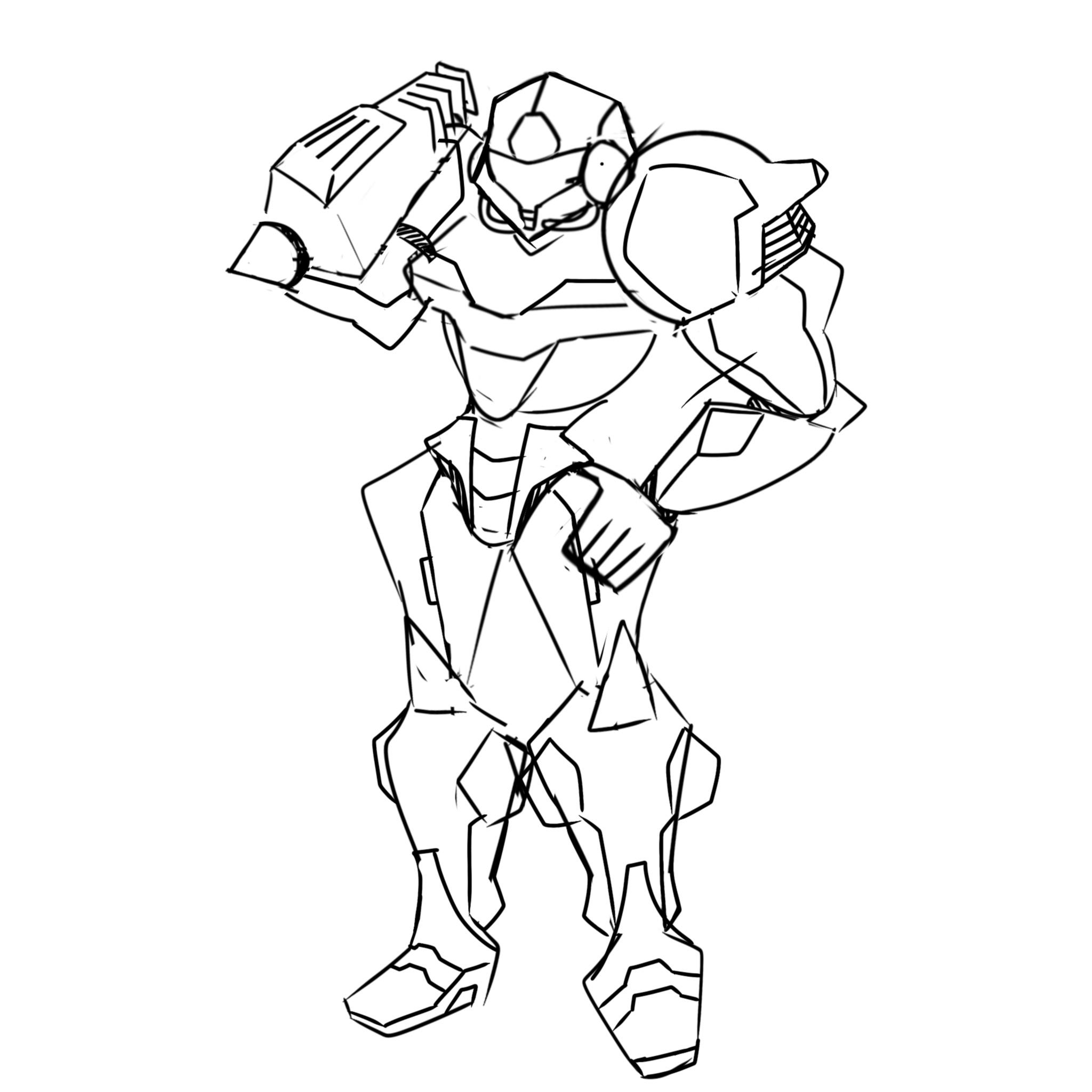 First time ever drawing samus howd i do rmetroid