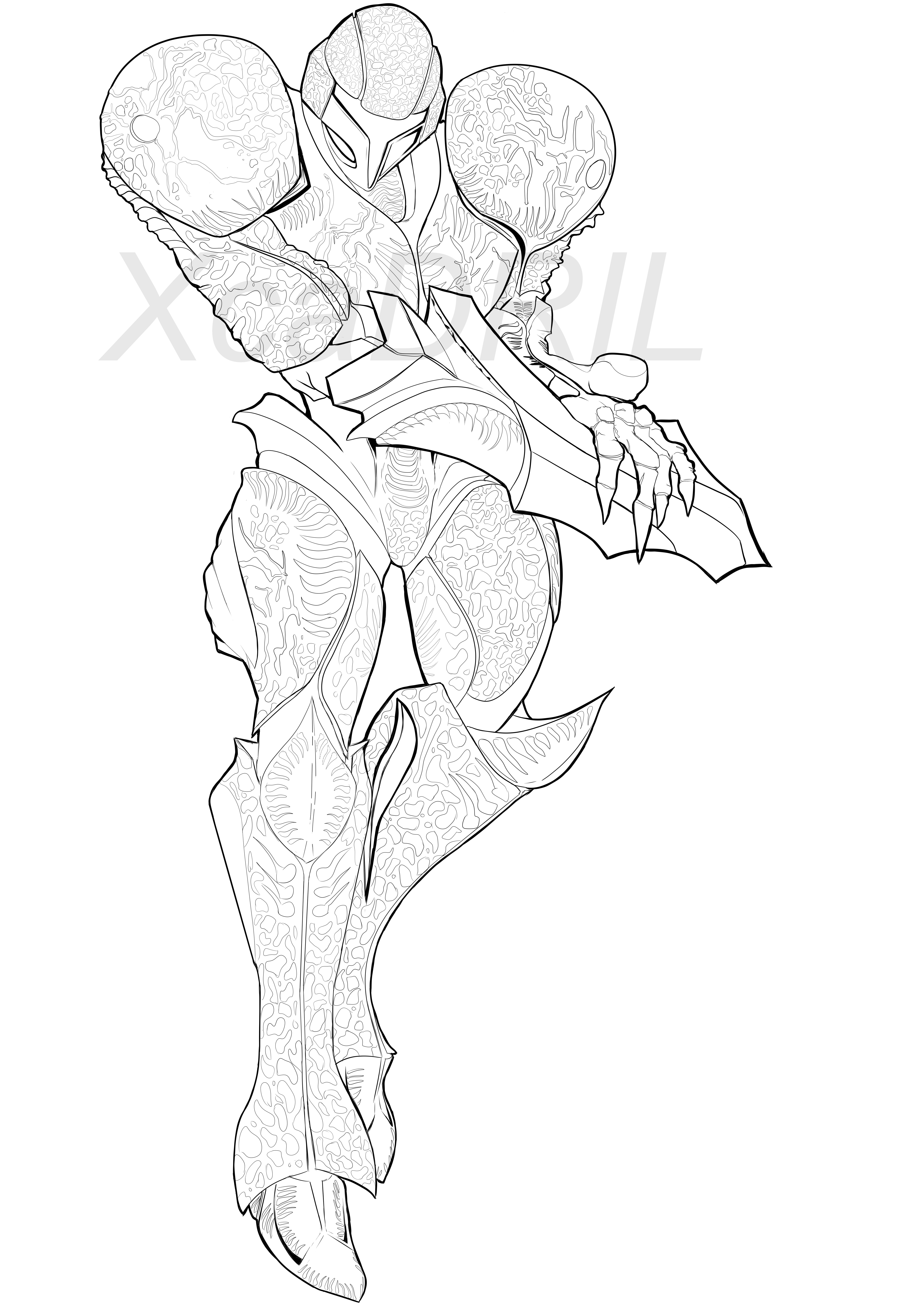 Hey guys i just joined the sub enjoy this dark samus lineart i did last night critique wele rmetroid