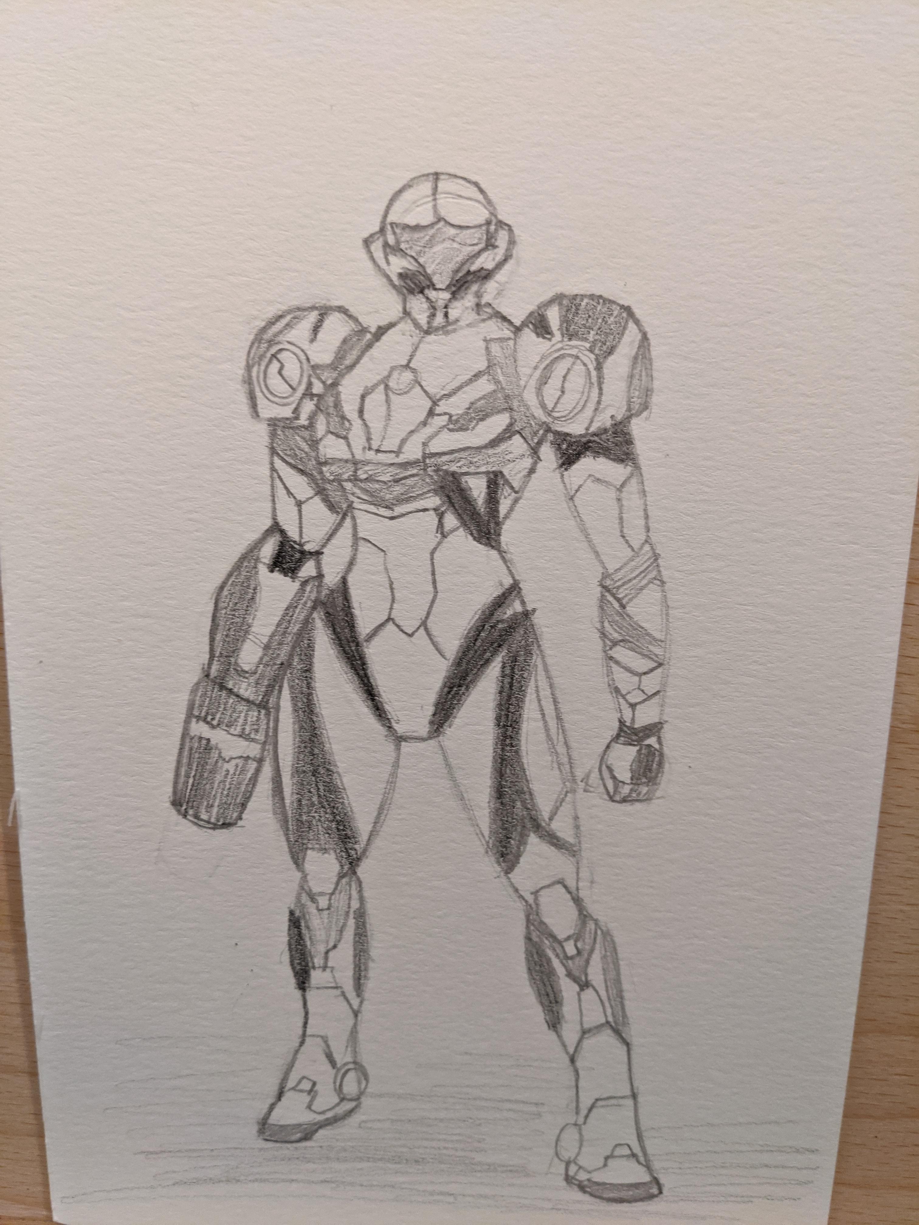 Got dread last night was inspired to draw samus rmetroid