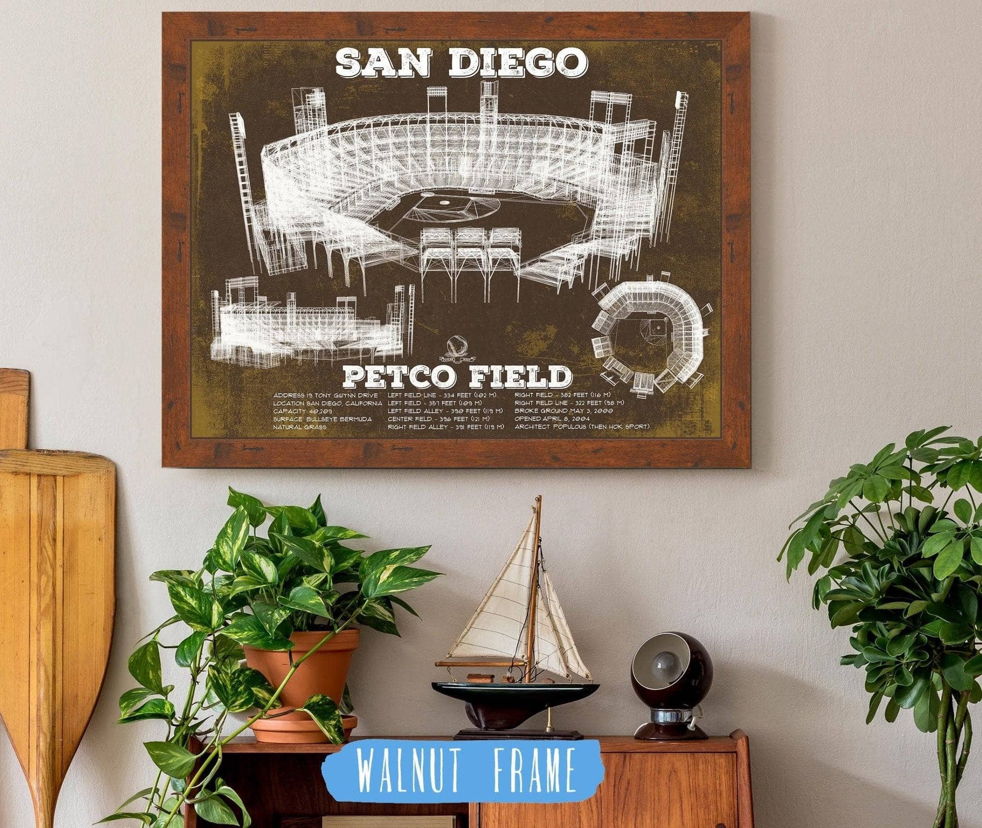 San diego padres petco park vintage stadium team color baseball print