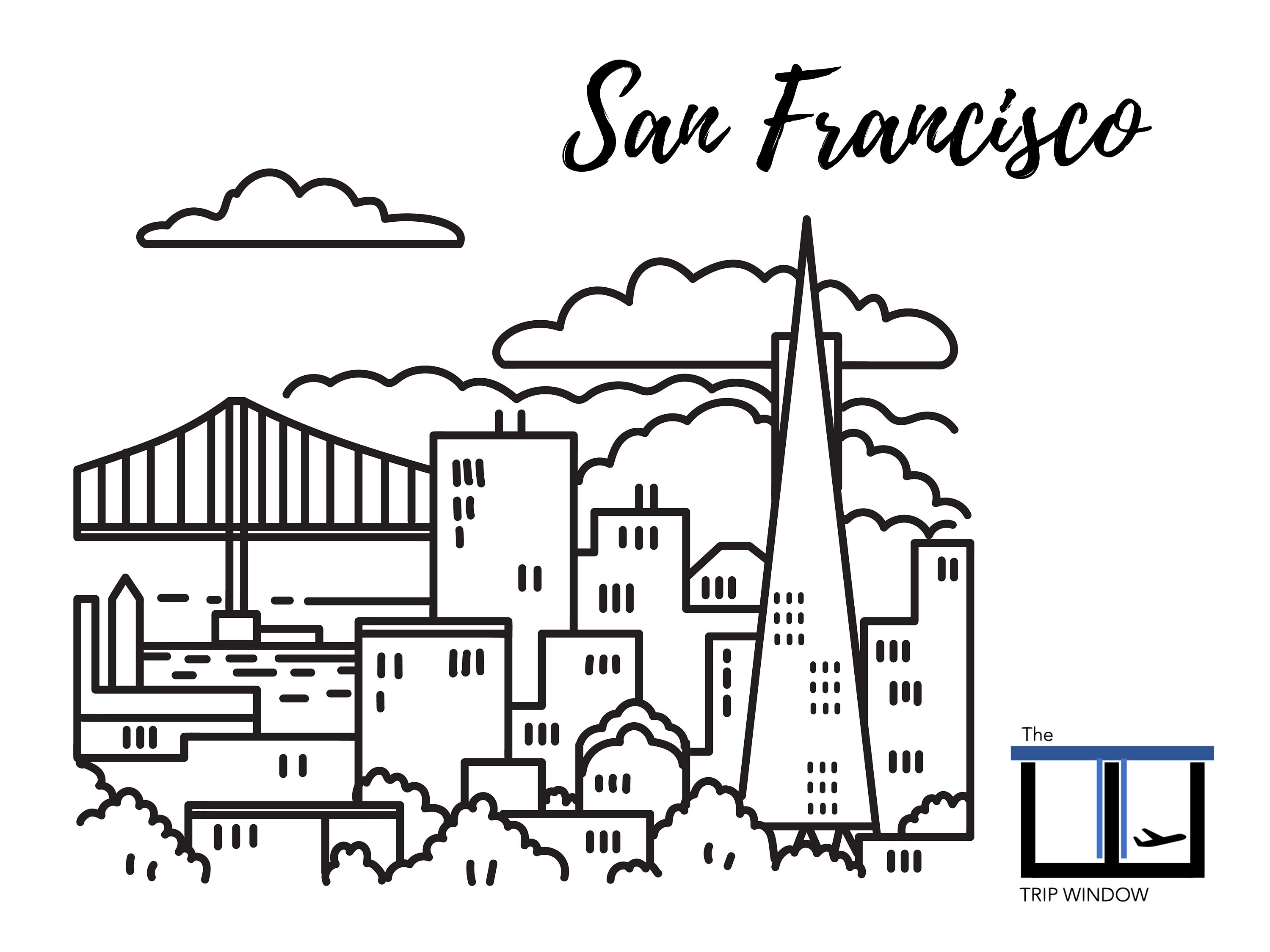 San francisco kids coloring activity page travel coloring golden gate kids activities coloring book plane activities bay area