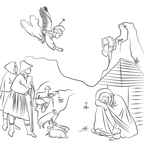 Dibujo de el sueão de san joaquãn de giotto para colorear dibujos para colorear imprimir gratis