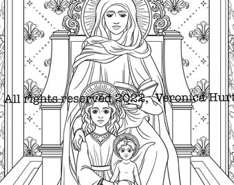 Dibujo catãlico de santa ana para colorear para niãos y adultos caracterãsticas santa ana santa marãa y el nião jesãºs