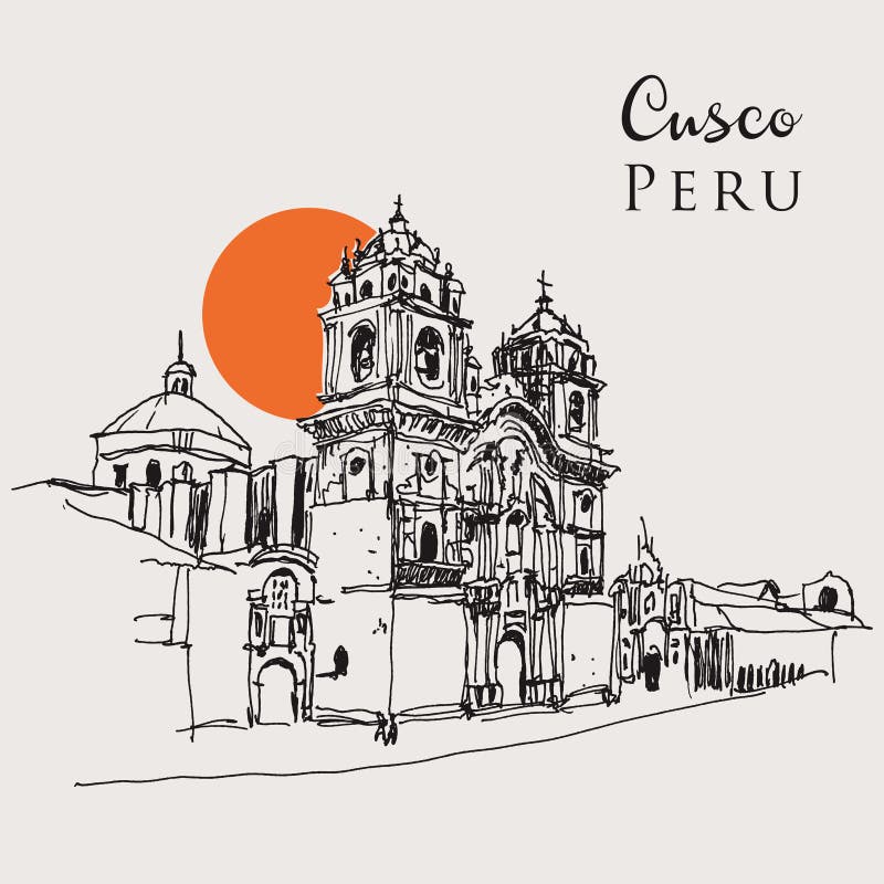 Cusco peru sketechy hand drawn illustration stock vector