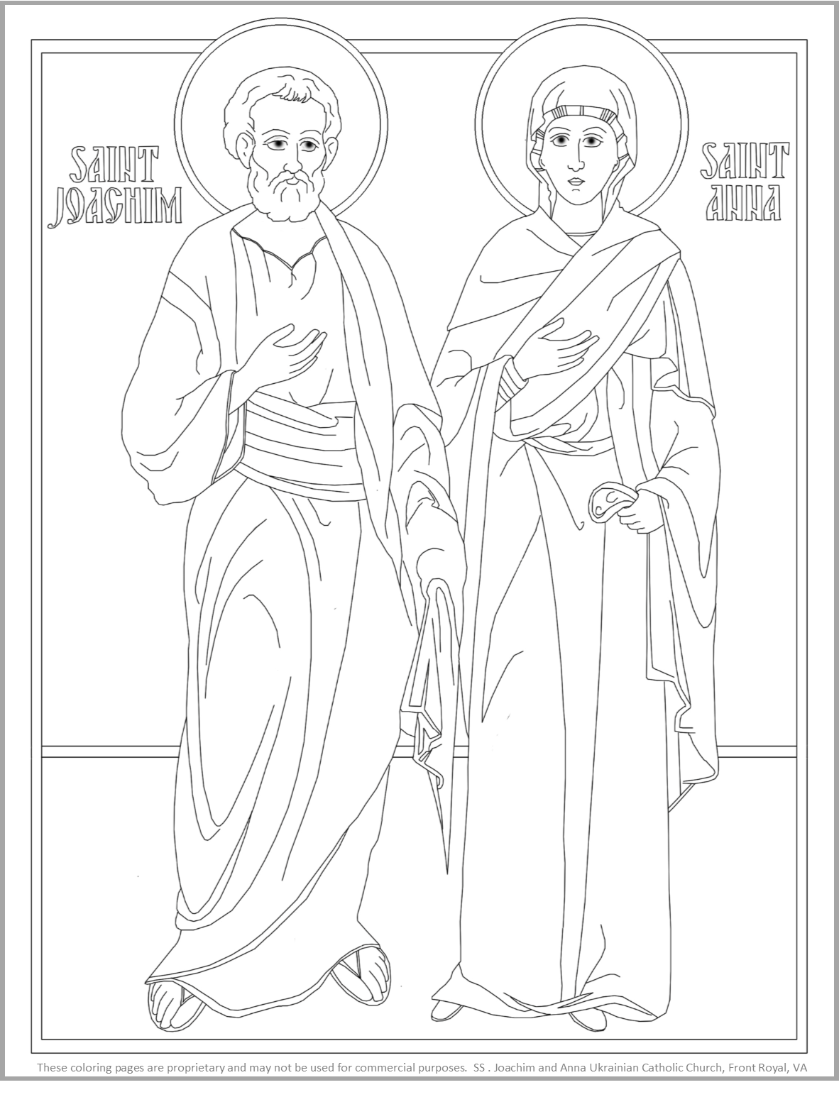 Saints joachim and anna coloring page orthodox christian icons church icon orthodox icons