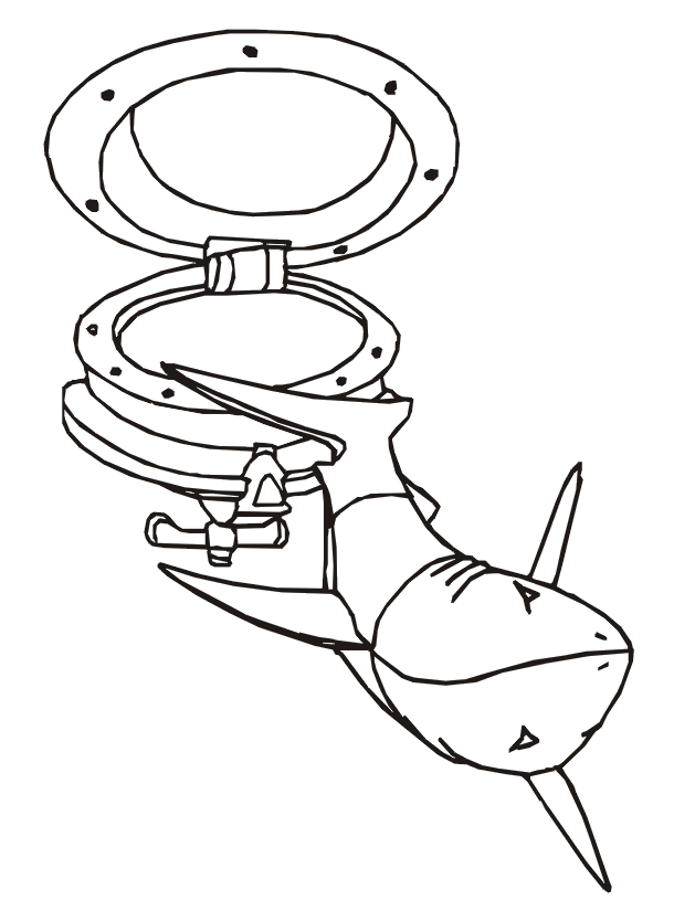 Shark coloring page shark ing out of porthole