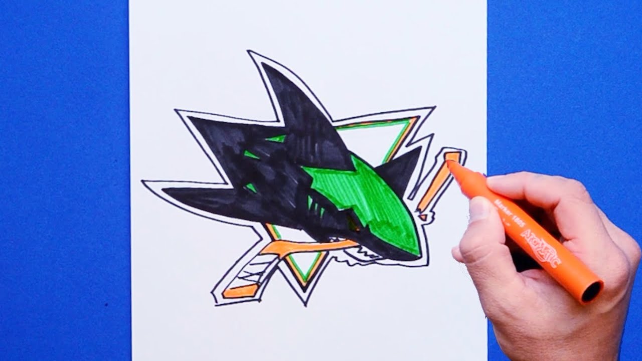 How to draw san jose sharks logo nhl tea