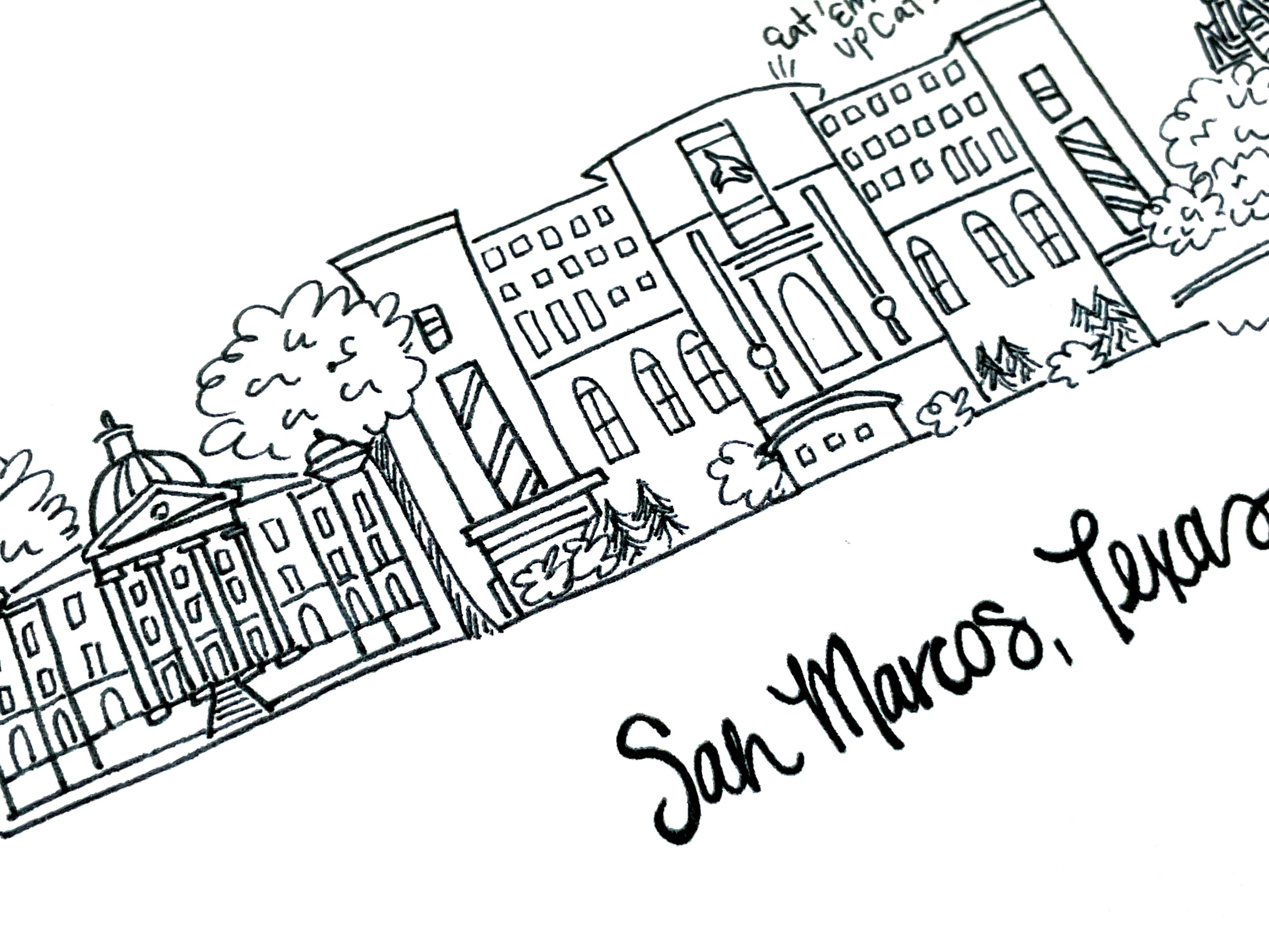 San marcos tx art print texas