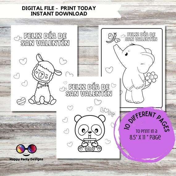 Spanish printable coloring pages for kids happy valentines day colouring activity valentine party school activity pages