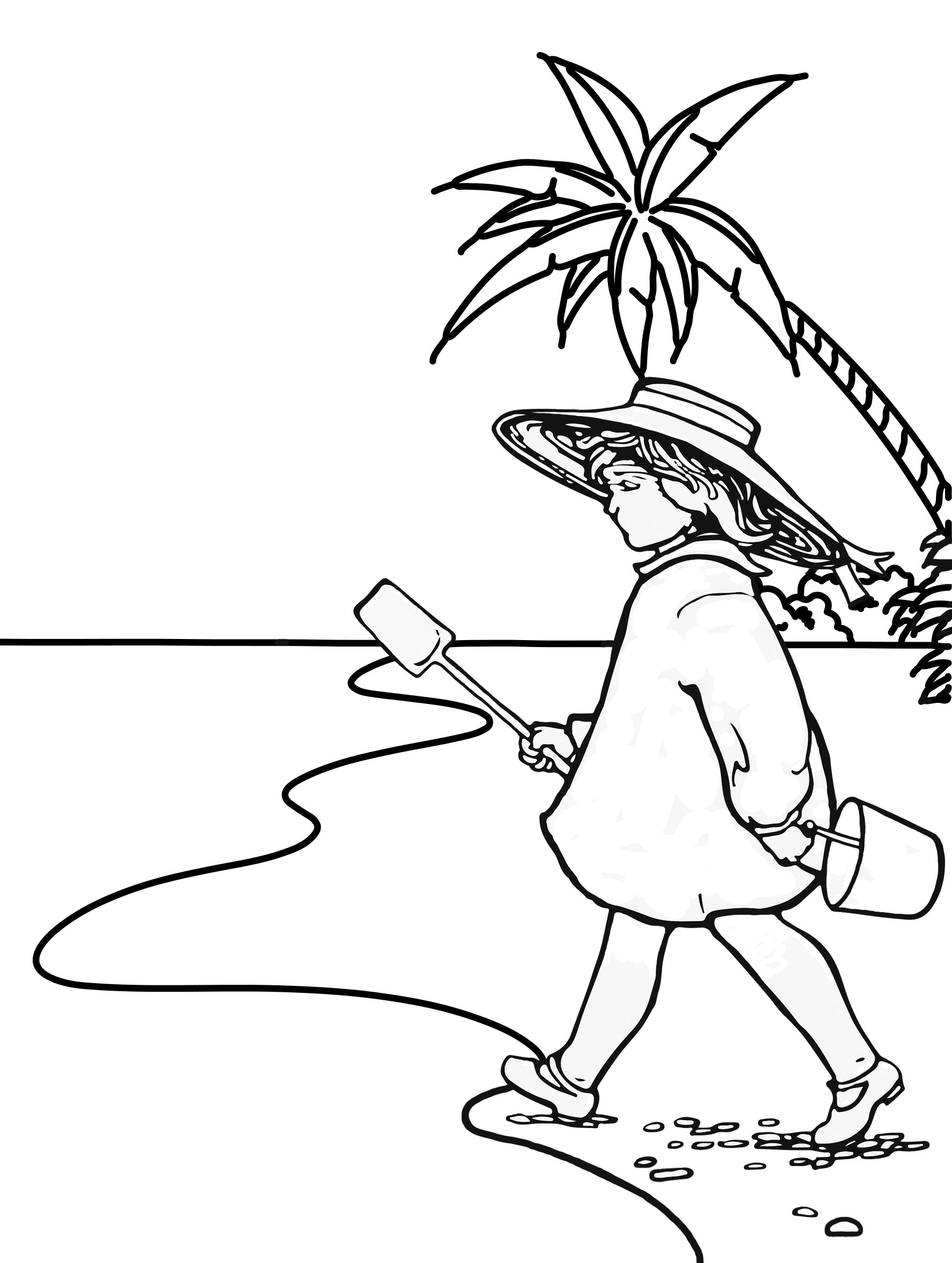 Beach louring girl with bucket and spade rooftop post printables
