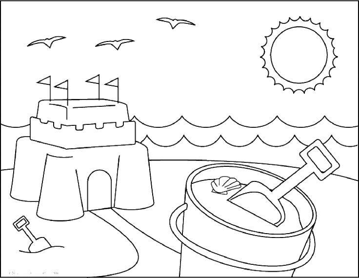 Online coloring pages coloring page sand castle summer download print coloring page