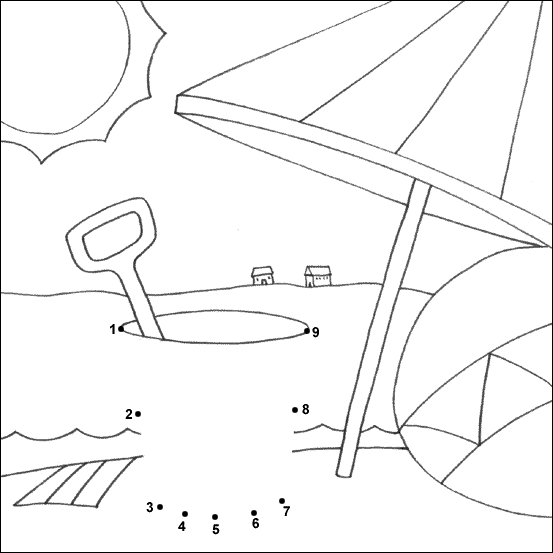 Beach dot to dot my free colouring pages