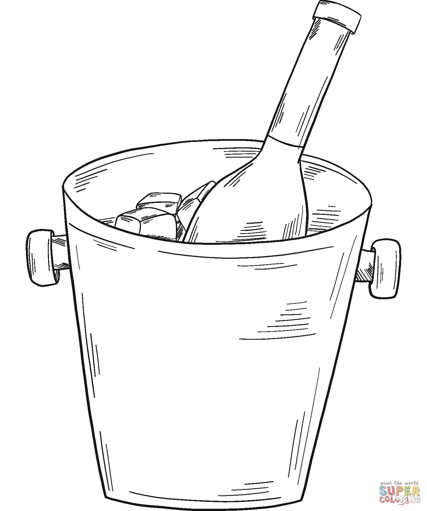 Bottle of wine in an ice bucket coloring page free printable coloring pages