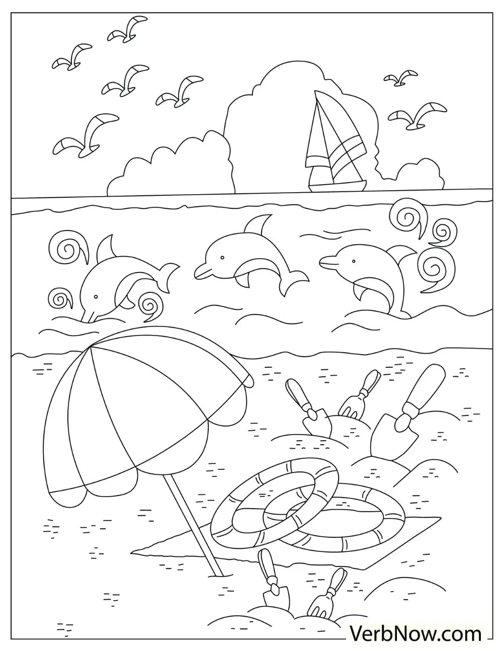 Free beach coloring pages for download printable pdf