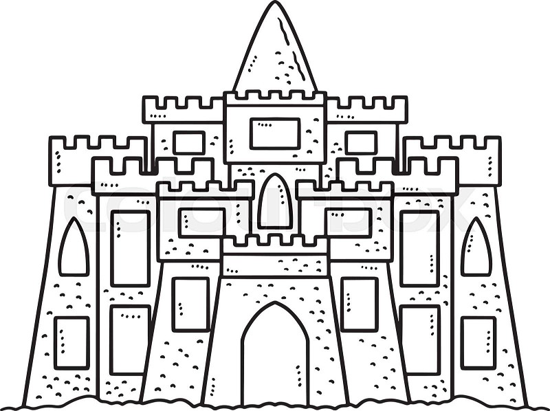 Sand castle isolated coloring page stock vector