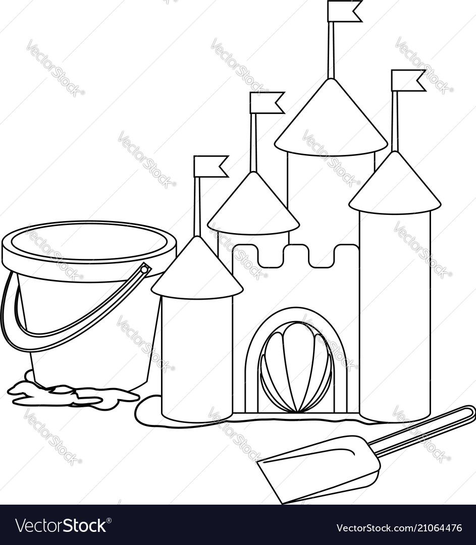 Coloring book cartoon sand castle royalty free vector image