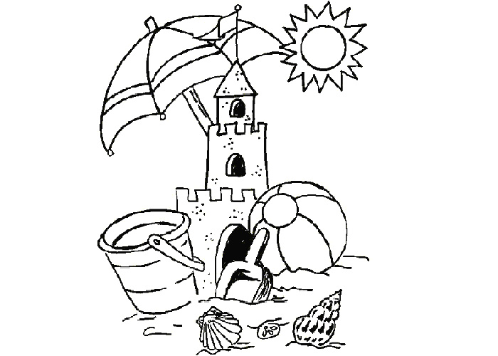Summer sand castle coloring pages