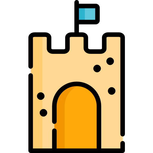 Sand castle special lineal color icon