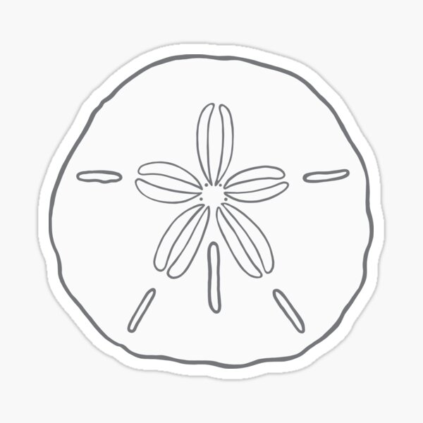 Grey sand dollar beach illustration sticker for sale by murialbezanson