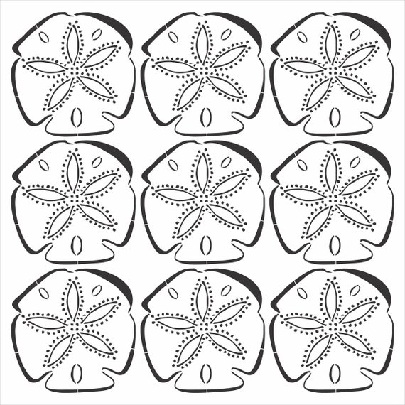 Sand dollar stencil create beach pillows or sand dollar prints reusable sizes wall stencil or floor tile stencil