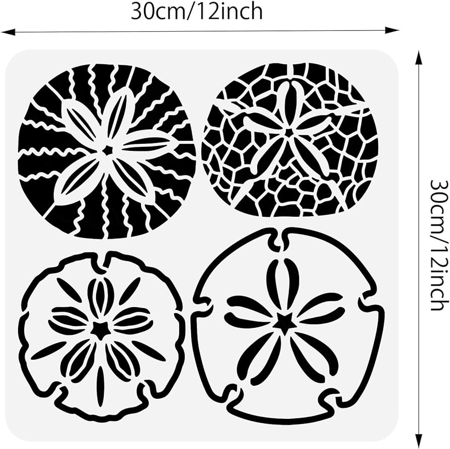Benecreat sand dollar stencil xinch nautical seashore fish stencil reusable painting templates for scrapbooking fabric floor furniture wall art decor