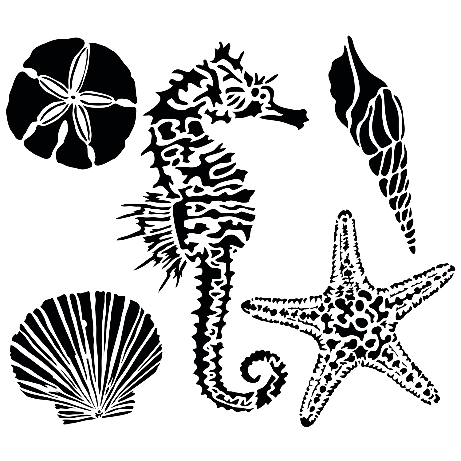 Sea creatures stencil x