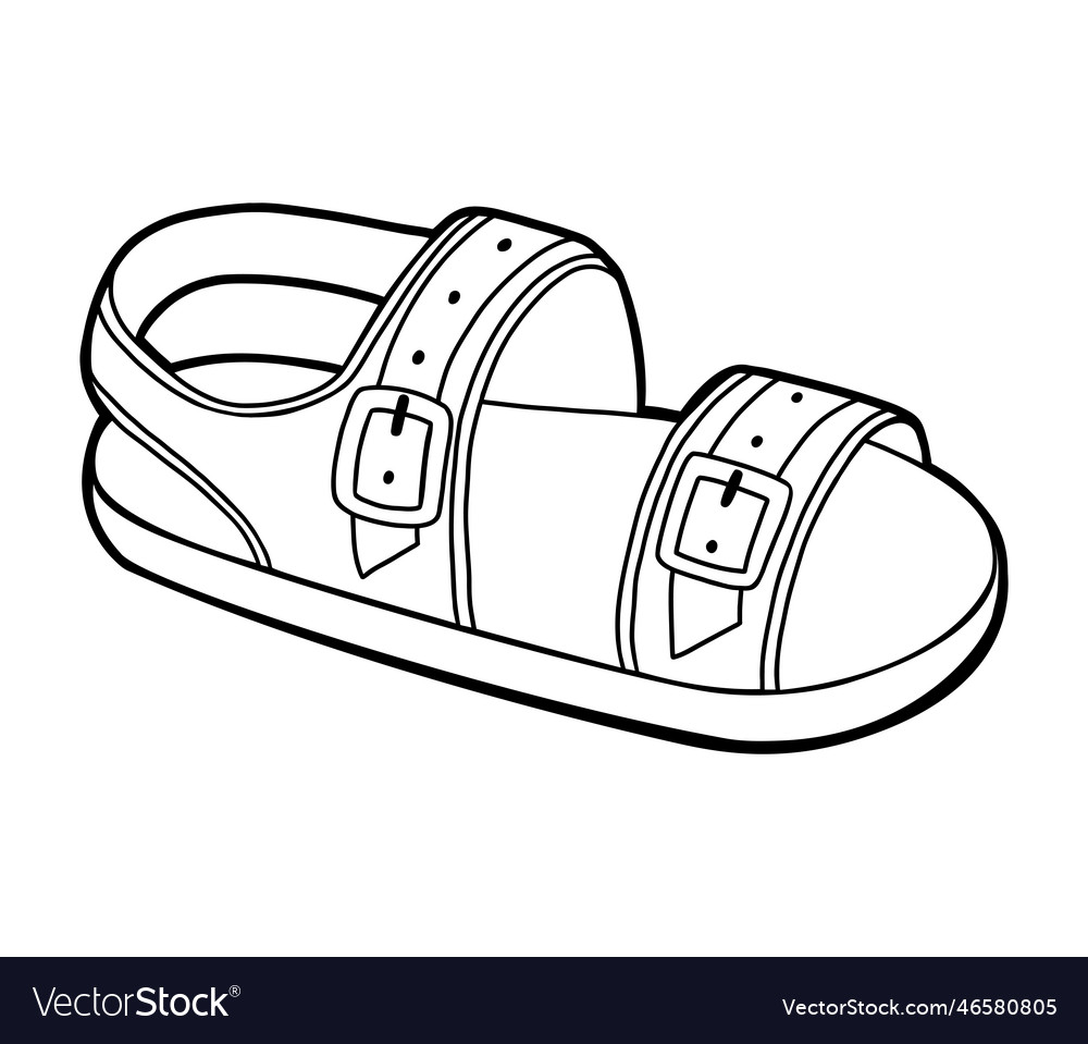 Coloring book cartoon shoe collection mens sandal vector image