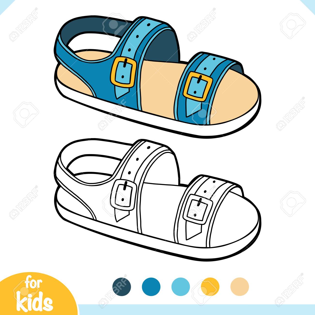 Coloring book for children cartoon shoe collection mens sandal royalty free svg cliparts vectors and stock illustration image