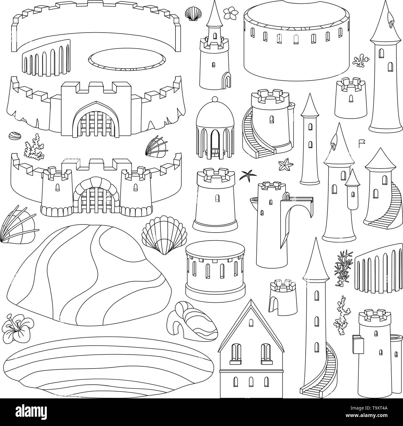 Vector black white castle sand sandcastle sculpture creator maker stock vector image art