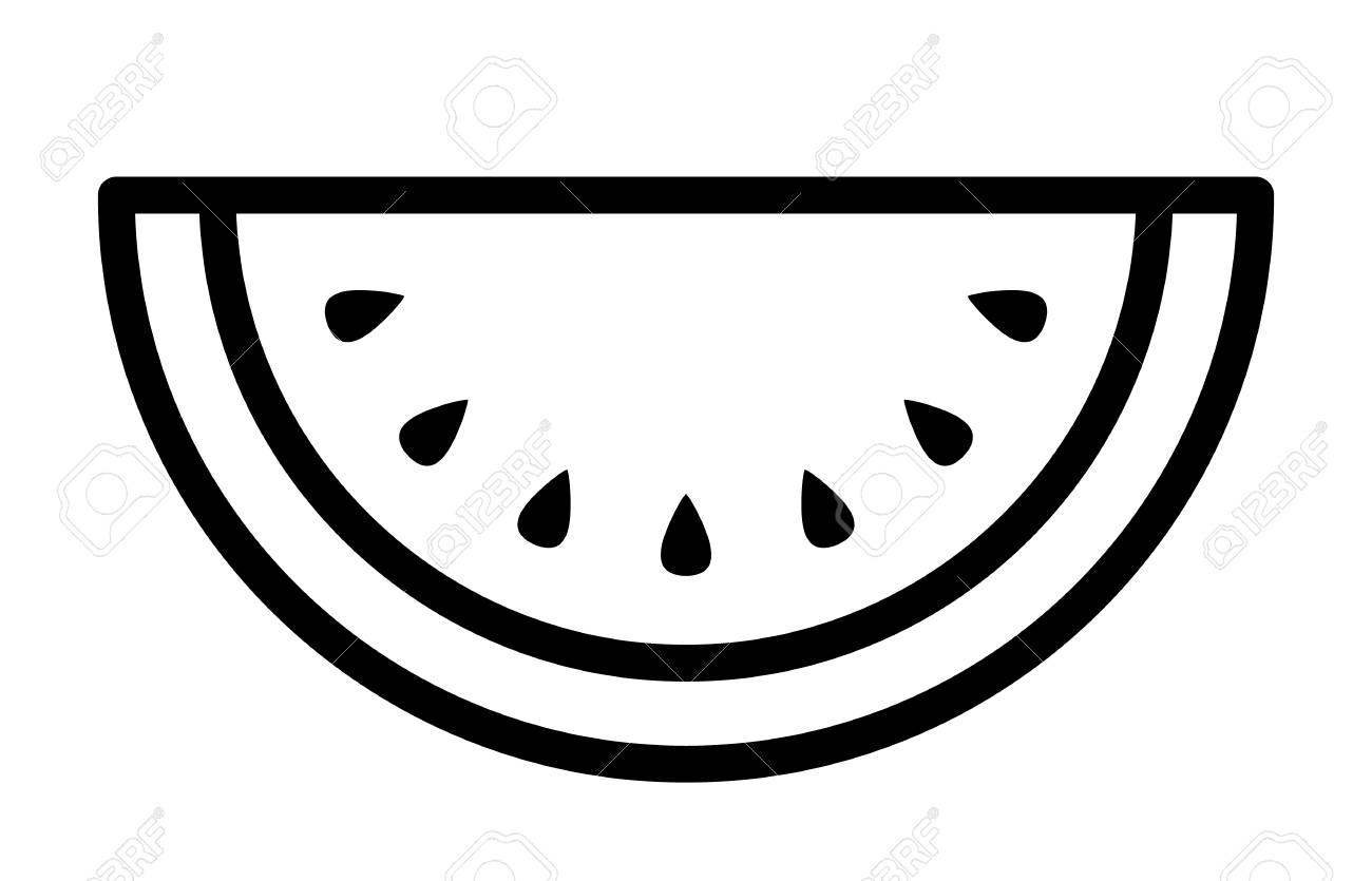 Watermelon fruit slice or cross section with seeds line art vector icon for apps and websites royalty free svg cliparts vectors and stock illustration image