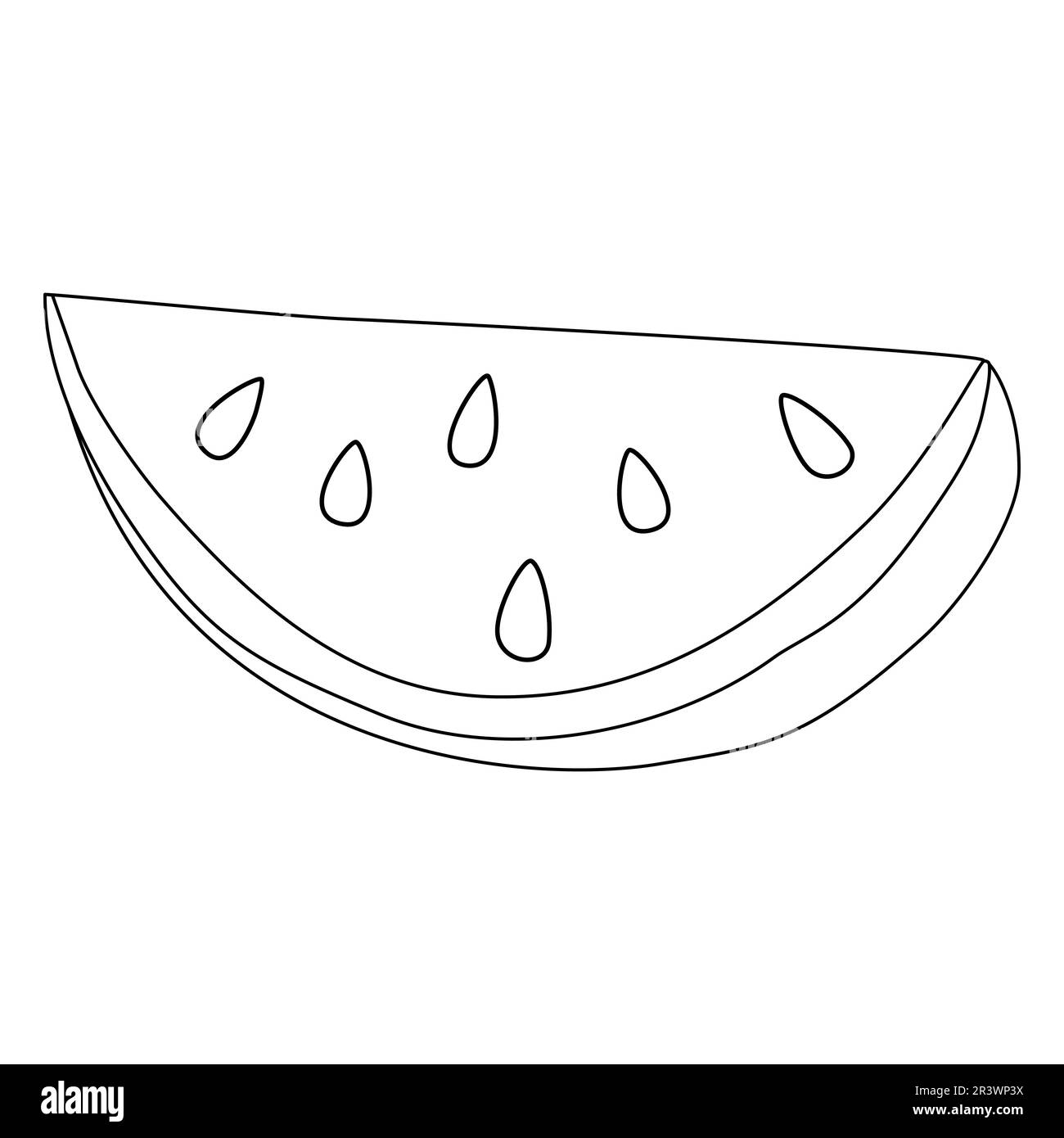 Rebanada de sandãa madura frca ilustraciãn de contorno de vector plano de tilo doodle para niãos para colorear libro imagen vector de stock