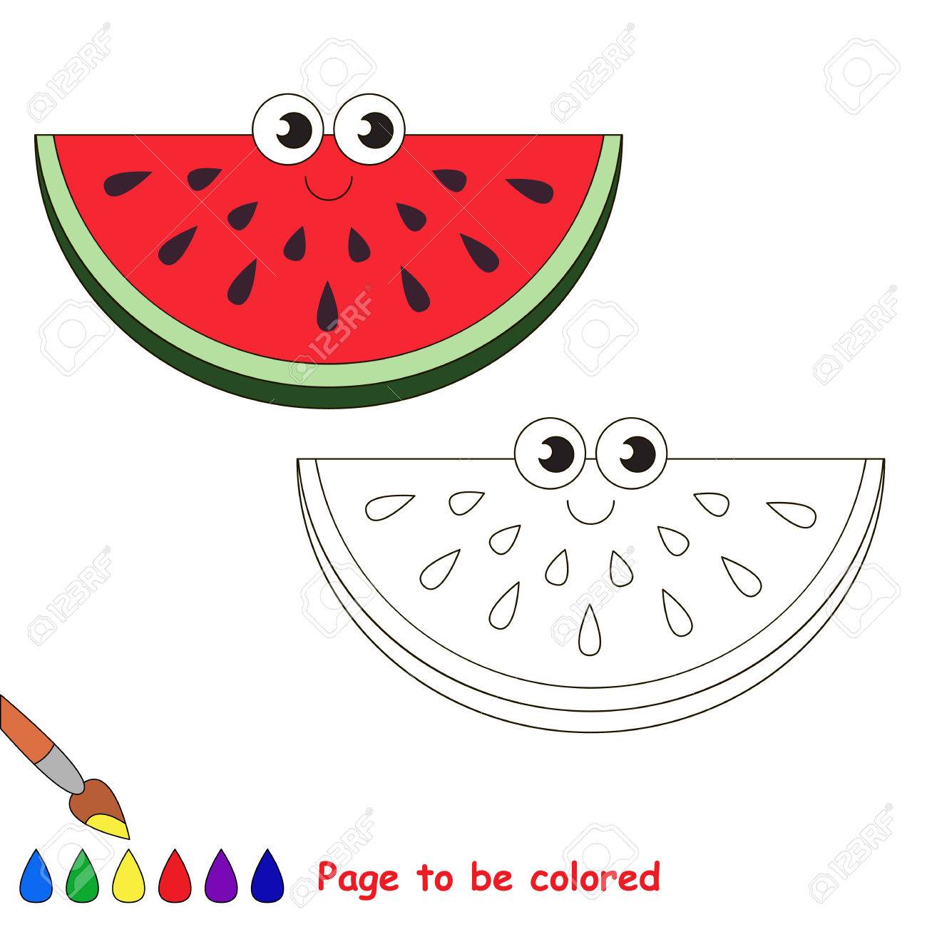 Watermelon slice to be colored coloring book to educate kids learn colors visual educational game easy kid gaming and primary education simple level of difficulty coloring pages royalty free svg cliparts vectors