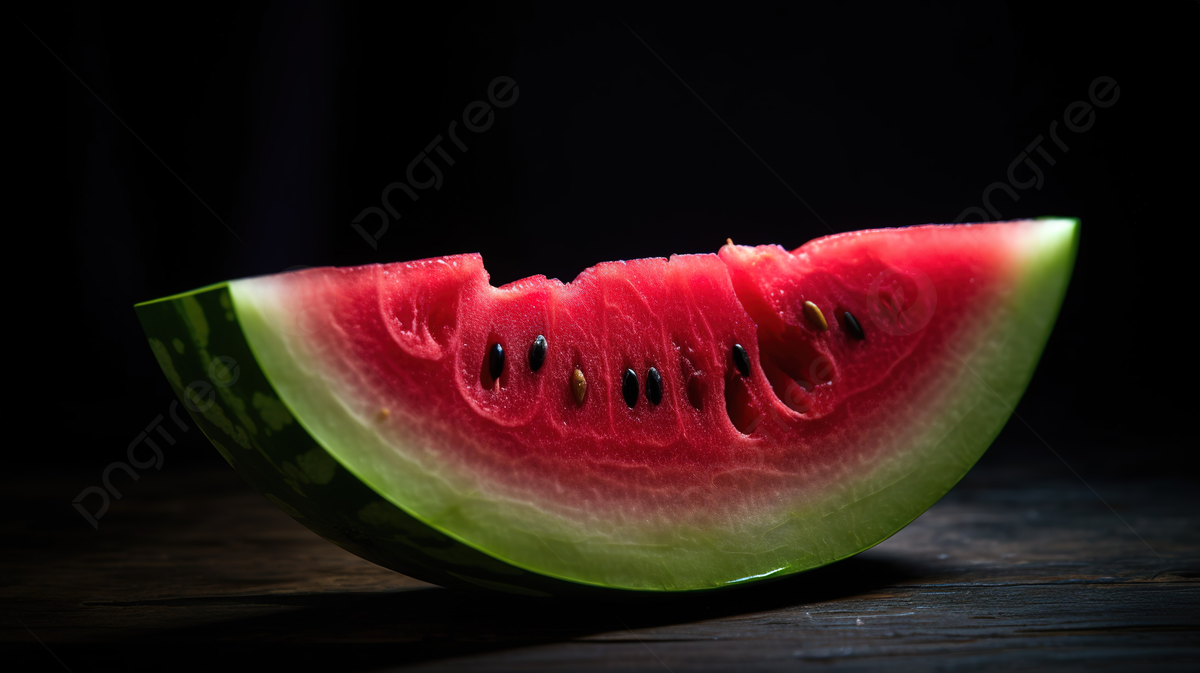Fondo rebanada de sandãa en la encimera de color negro oscuro cerca de la sandãa en color rojo fondo imagen de una rodaja de sandia sandãa fruta imagen de fondo para dcarga