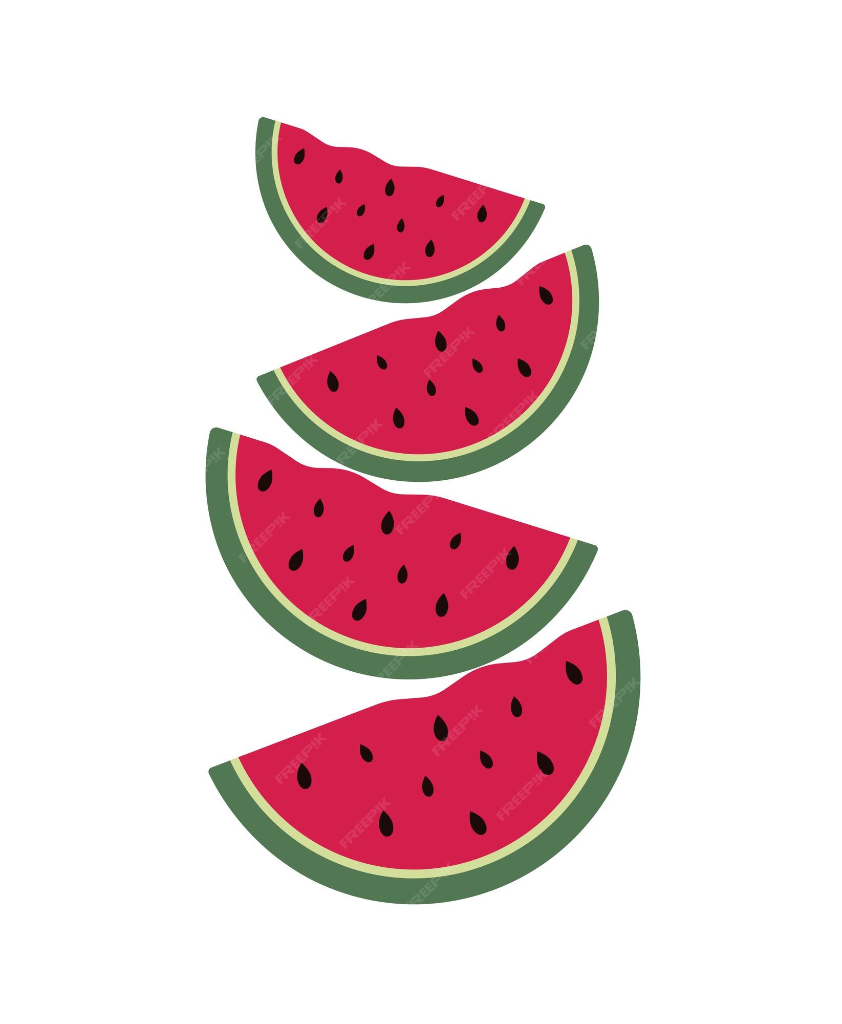 Ilustraciãn de color de dibujos animados de rebanada de sandãa y vector de contorno simple fruta dulce frca vector premium