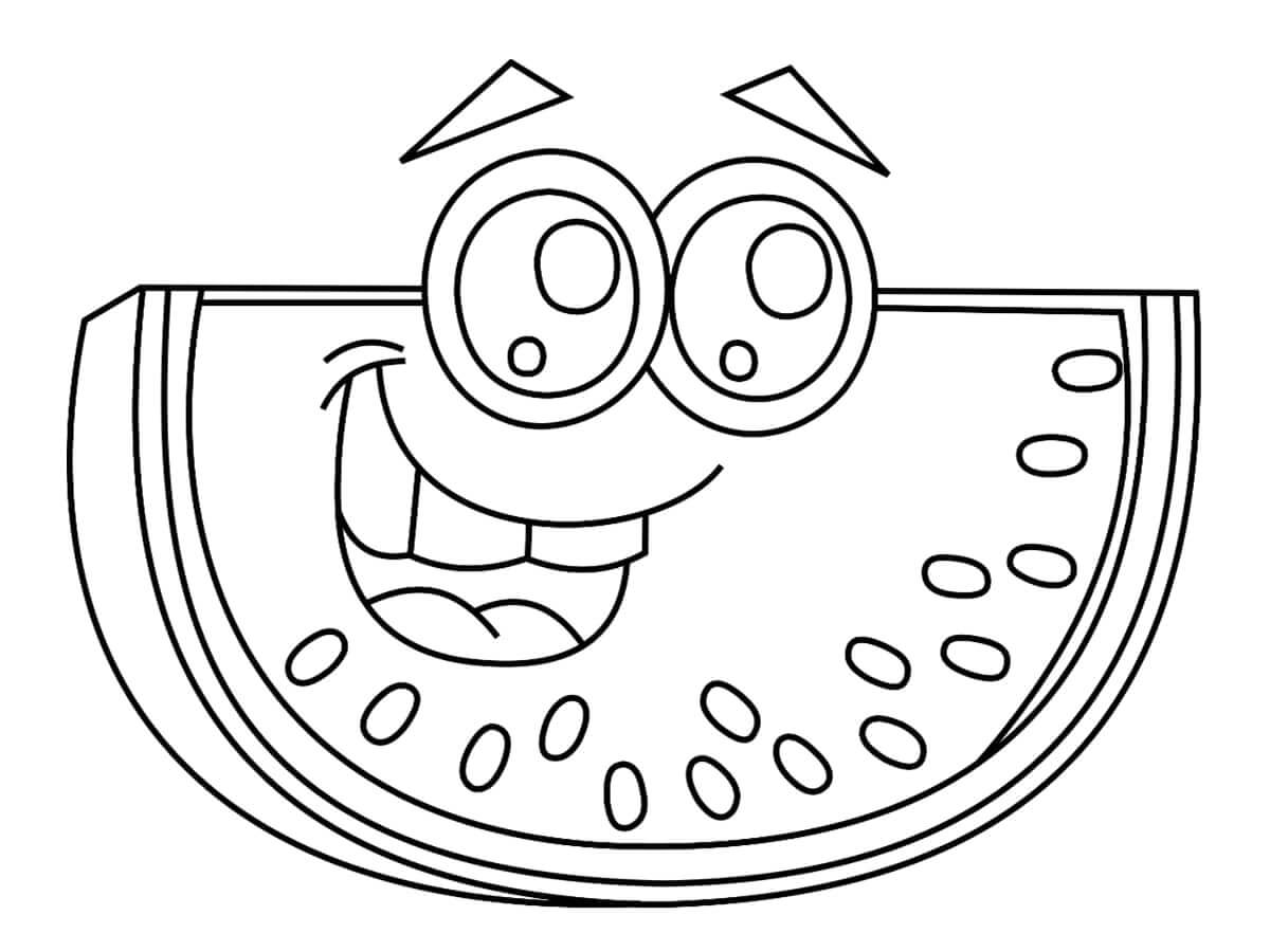 Divertida rebanada de sandãa para colorear imprimir e dibujar â