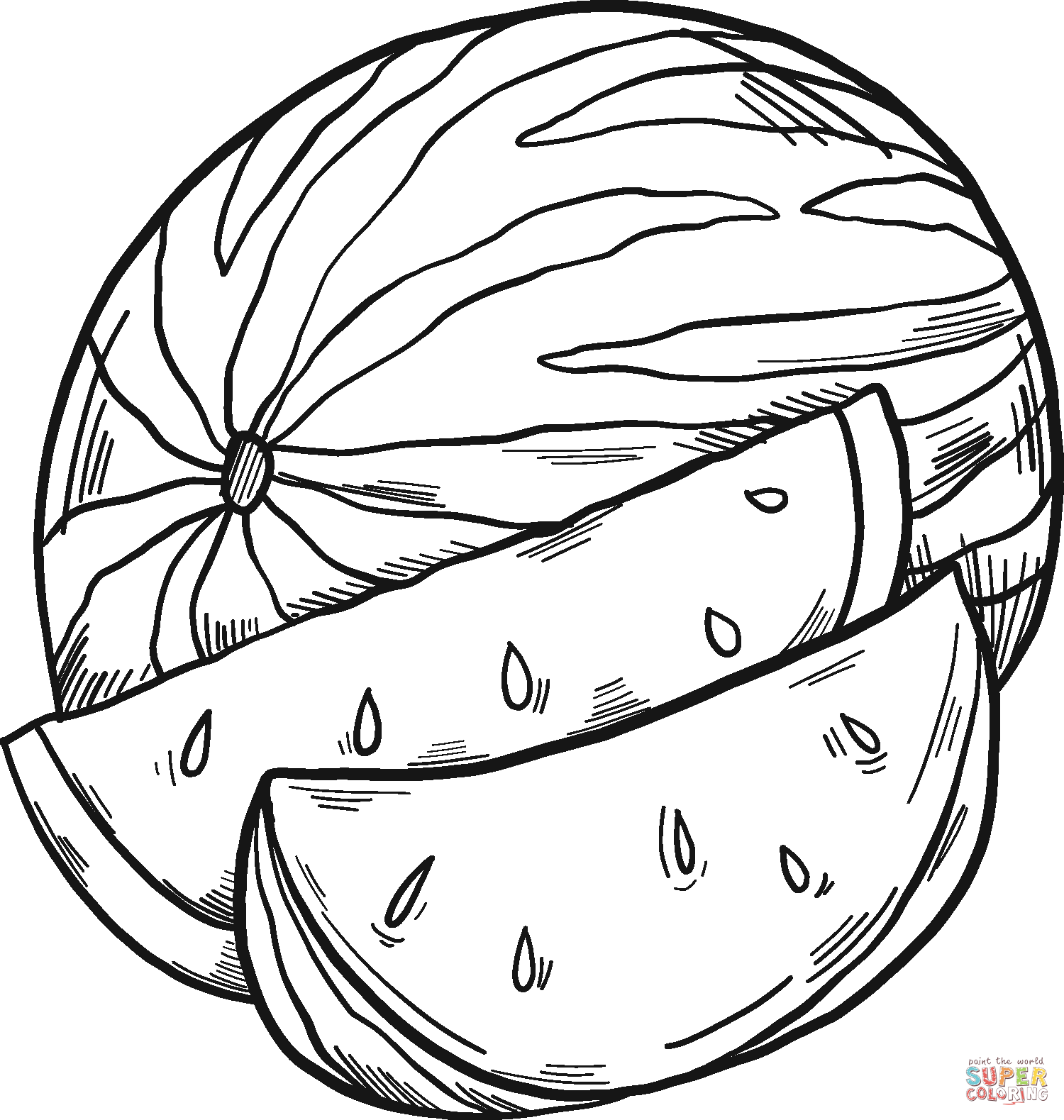 Dibujo de sandãa y rebanadas para colorear dibujos para colorear imprimir gratis