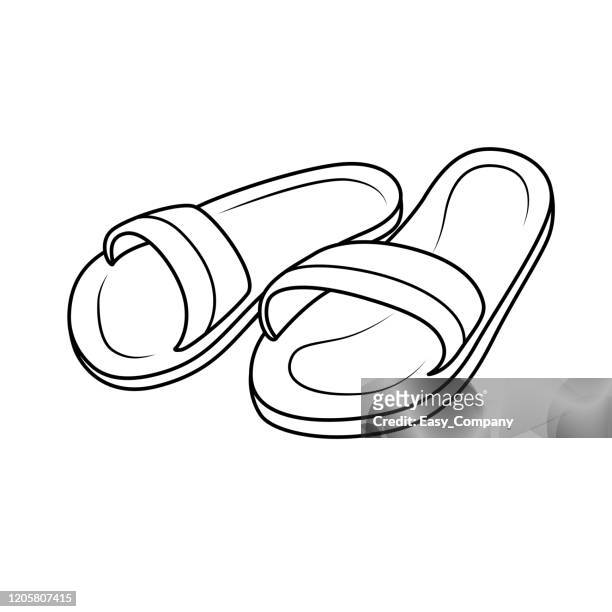 Vector illustration of sandals isolated on white background for kids coloring book high