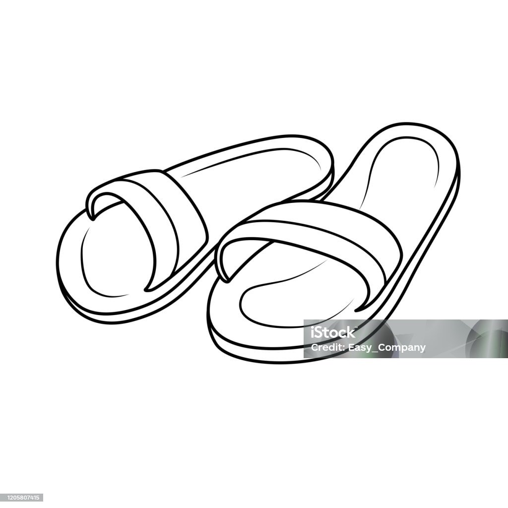 Vector illustration of sandals isolated on white background for kids coloring book stock illustration