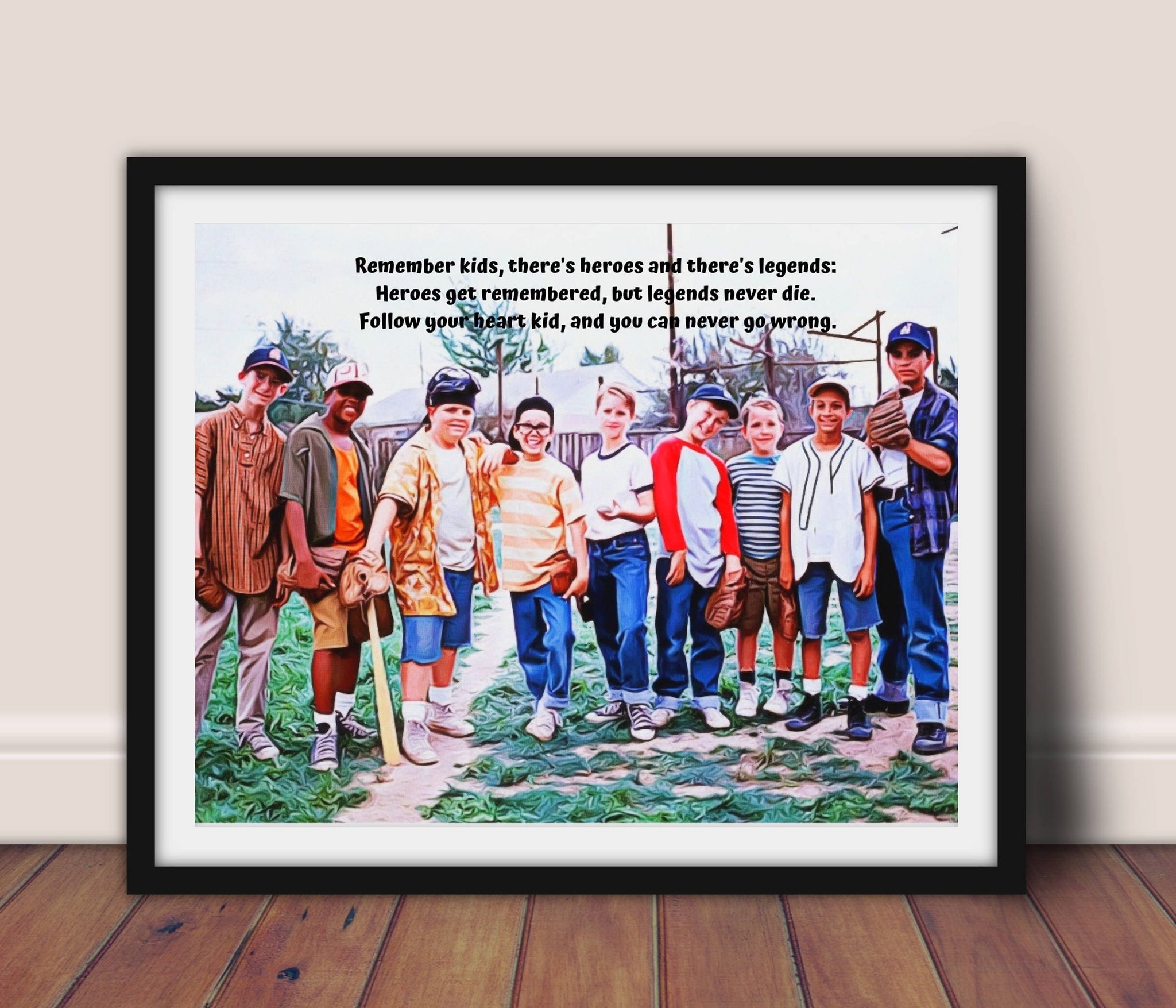 Framed sandlot poster inspirational movie quote baseball wall art framed ledge â homedecormmd