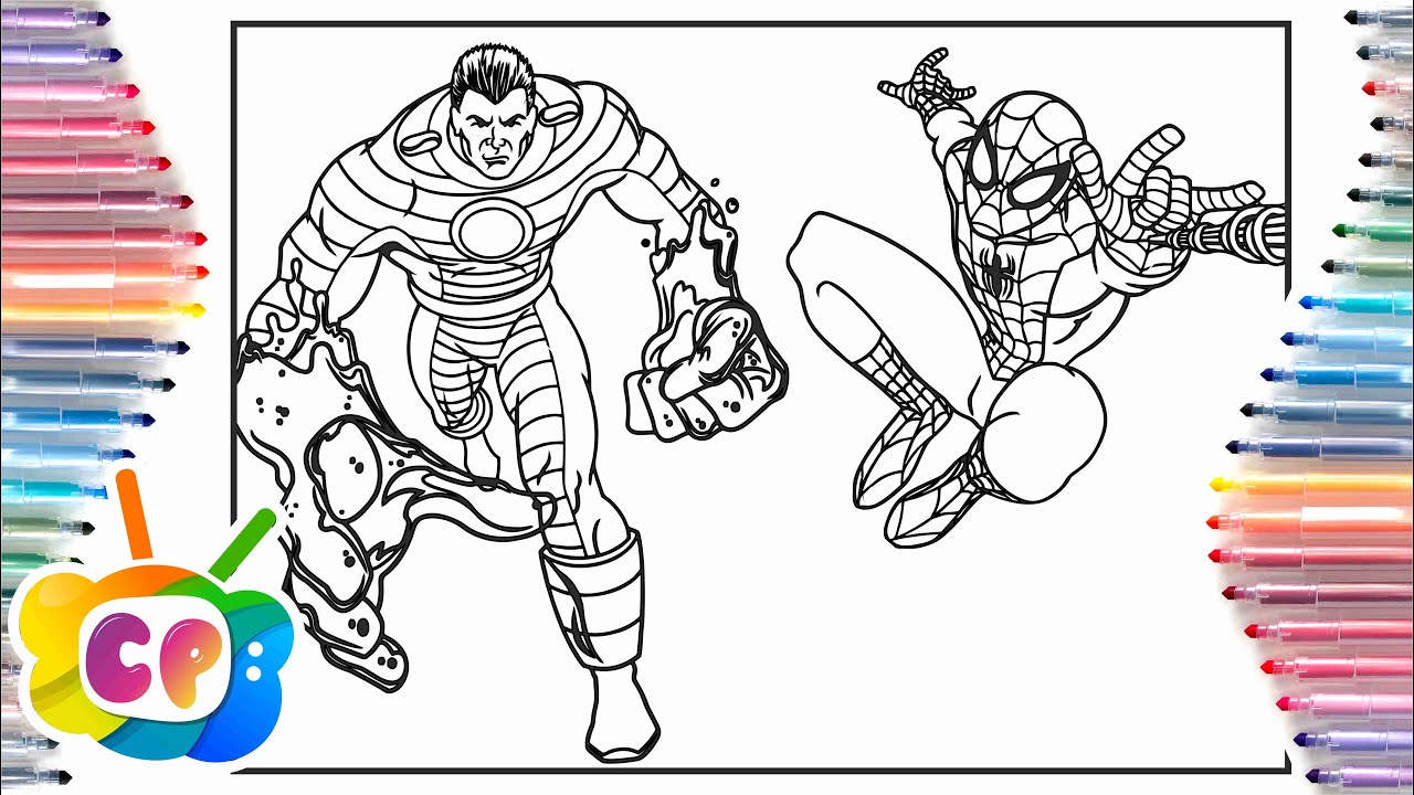 Spiderman vs sandman coloring page spider