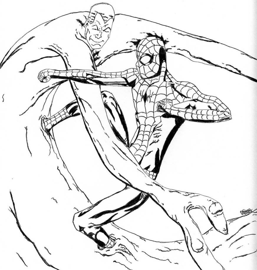 Spiderman vs sandman ink by flashgirl on