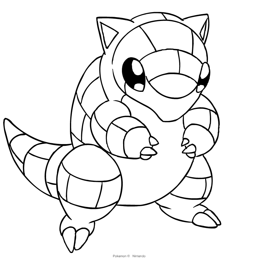 Sandshrew from pokemon first generation coloring page