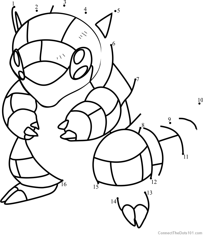 Pokemon sandshrew dot to dot printable worksheet